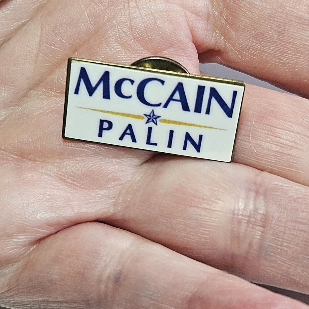 McCain Palin Presidential Election Hat / Lapel Pin Gold Tone